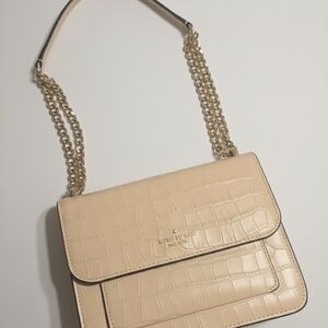 Kate Spade Beige Croc-Embossed Shoulder Bag